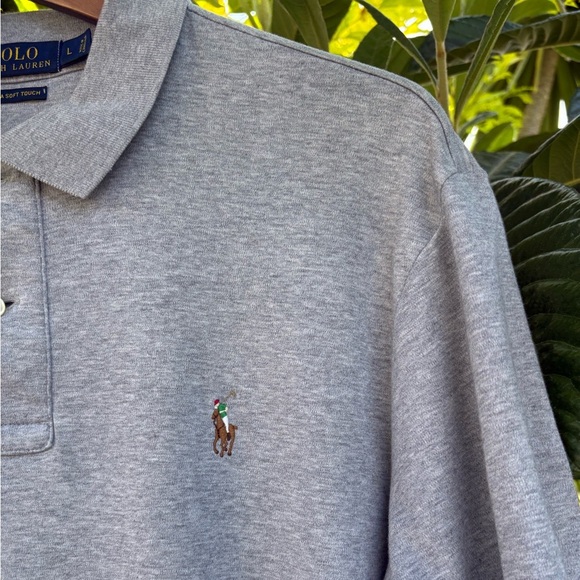 Polo by Ralph Lauren Gray Pima Soft Touch Classic Polo Shirt Size Large - Picture 4 of 8